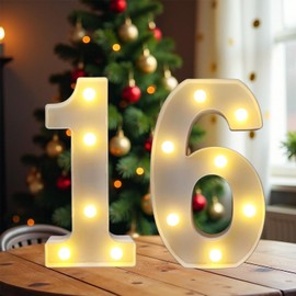 ZUOVAOV Birthday Decorations LED Light Up Sign - Party Decoration Night Lit Anniversary Background Home Decor (16th)