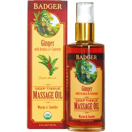 Badger Balm Ginger Deep Tissue Massage Oil, 118 ml