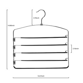 Multi-Layer Metal Pants Hangers, 6 Pack, 5 Swing Arms, Non-Slip