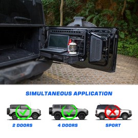 for Ford Bronco 2021-2024 Tailgate Table Rear Foldable Storage Cargo Rack with 3 Storage Bags Storage Shelf Molle Panel(Not fit Bronco Sport)