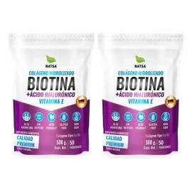 Colageno Hidrolizado Con Biotina Y Ac Hialuronico 1 Kg (2 Bolsas 500 g c/u) Todo Tipo De Piel