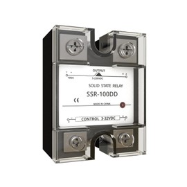 MAKERELE SSR-100DD 100A Single Phase Non-Contact Mute Solid State Relay DC Control DC Input Control Voltage DC 3-32V Control Load Voltage DC 5-220V