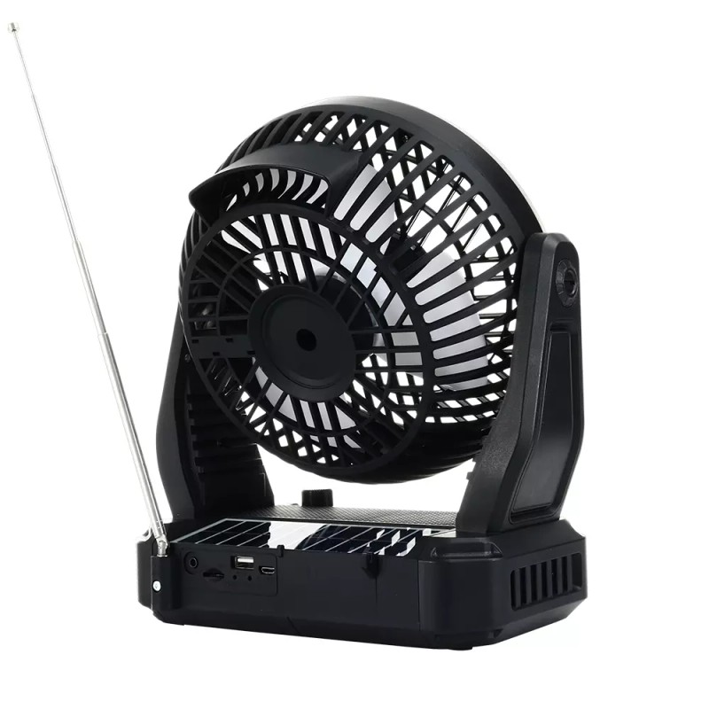 QFX Solar Rechargeable Bluetooth Radio + 3-Speed Cooling Fan +