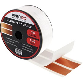VIXEN GO Hidden Flat Wire 2 Conductor 16 Gauge Paintable Cable for LED Lighting, Smart Doorbell, Audio Speakers, Low Voltage Appliances 100FT