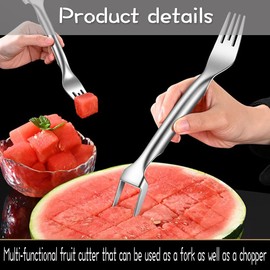 DOGGER 2-in-1 Watermelon Cutter Slicer Tool with Fork Stainless Steel Fruit Cutter for Family Parties Camping Party (2 PCS)