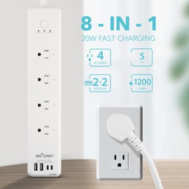 BN-LINK Smart Power Strip Compatible with Alexa Google Home, Smart Plug WiFi Outlets Surge Protector with 4 USB 4 Charging Port Multi Plug Extender,15A