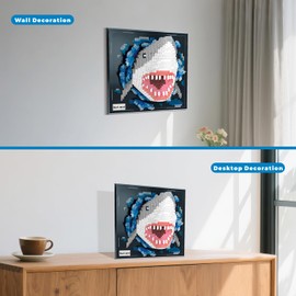 Loyratche Shark Animal 3D Wall Art Micro Mini Building Blocks Set, Unique Home Wall Decor or Table Display Ideal Birthday Toy for Kids Teens Adults