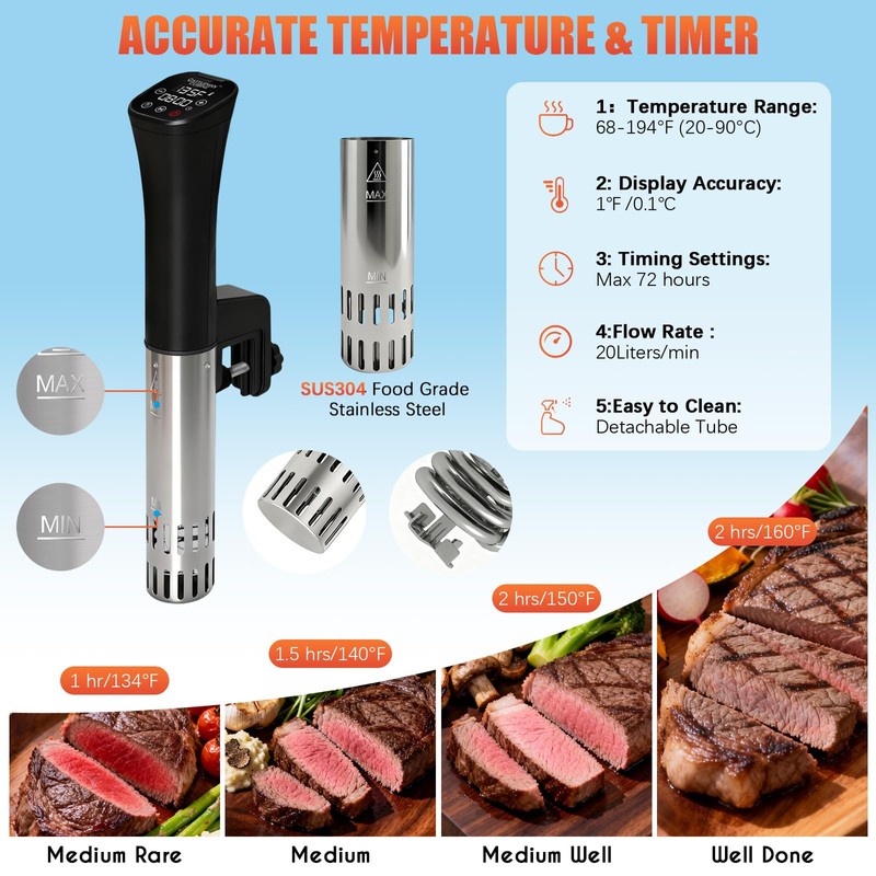 CATTLEMAN Sous Vide Cooker, Wine Chiller, 1000W, Sous Vide Kit