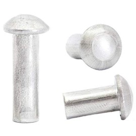 M2 (2mm x 10mm) Aluminium Solid Round Head Rivets DIN 660 (Pack of 20)