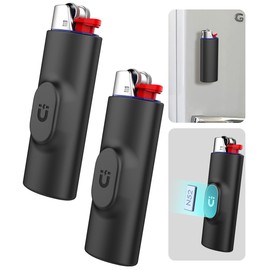 Magnetic Lighter Case Sleeve Cover, Premium Silicone Lighter Holder Get Scratch Free Protection, Multi-Purpose Seal LighterPouch for Any Metal Surface Fridge, Tent, Golf 2 Pack Black