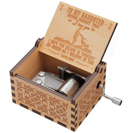 You are My Sunshine Wood Music Boxes,Laser Engraved Vintage Wooden Sunshine Musical Box Gifts for Birthday/Christmas/Valentine's Day (Dad to Daughter2)