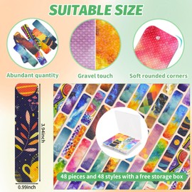 48 Pieces Calm Anxiety Sensory Stickers - Sensory Strips Different Textures with Storage Box for Office - Adult & Teen Stress and Fidget Relief Stickers