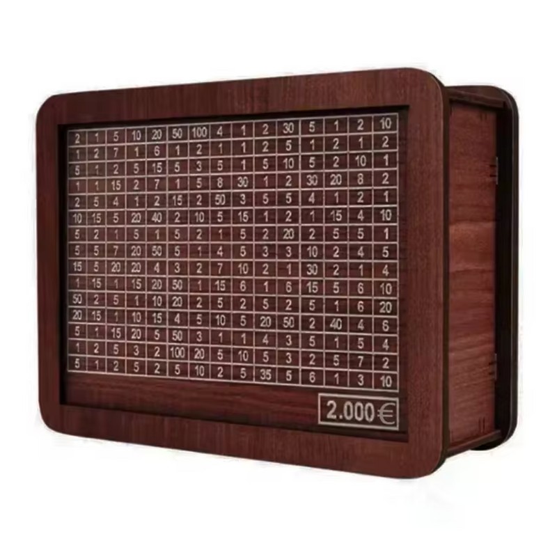 Wooden Savings Challenge Money Box – Reusable Cash Storage Piggy