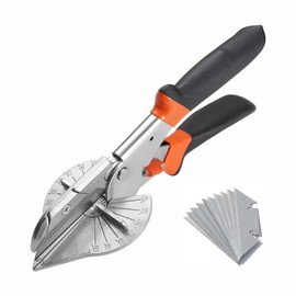 PräZise Multi-Angle Miter Shears for Wood, Multi Angle Miter Shear Cutter, Adjustable 45-135 Degrees, with 10 Replacement Blades, for PVC, Wood, Rubber