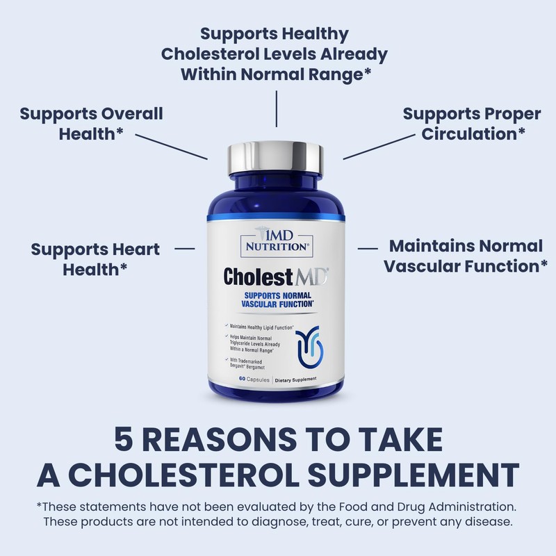 1MD Nutrition CholestMD with Olive Leaf Extract, Bergavit, Niacin, Garlic