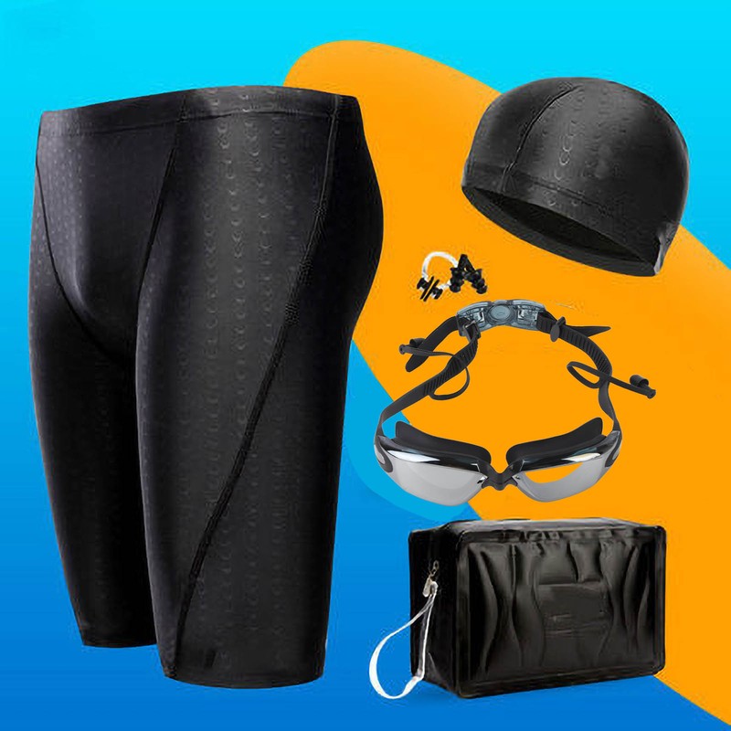 Swimming Equipment Breathable Elastic Swimming Trunks Hat Nose Clip Earplug