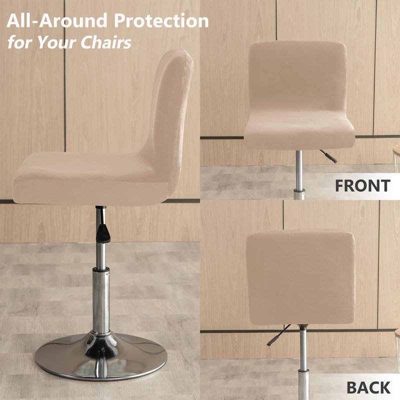 Gollense Velvet Stretch Bar Stool Covers with Backs, 4 Pack