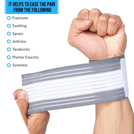 360 RELIEF Wrist Support Wrap Compression Brace | Fitness, Gym, Crossfit, Weightlifting, Powerlifting | White/Grey with Mesh Laundry Bag