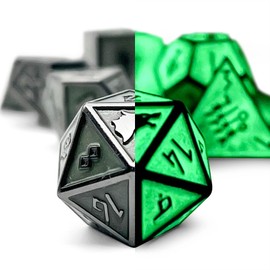 Norse Foundry Set of 7 Green Slime Norse Series Full Metal Polyhedral Dice RPG Math Games DND Pathfinder …