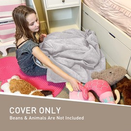 Nobildonna Bean Bag Chair for Kids and Adults, Cover Only (No Filling) for Sofa Stuffed Animals, 110 x 89 cm (Light Grey)