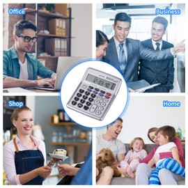 HUIOP Calculators Large Display,Musical Desktop Calculator 12-Digits LCD Display Electronic Calculator Counter Big Buttons with Music Piano Play Time Date Show Alarm Clock Function for Office, Silver