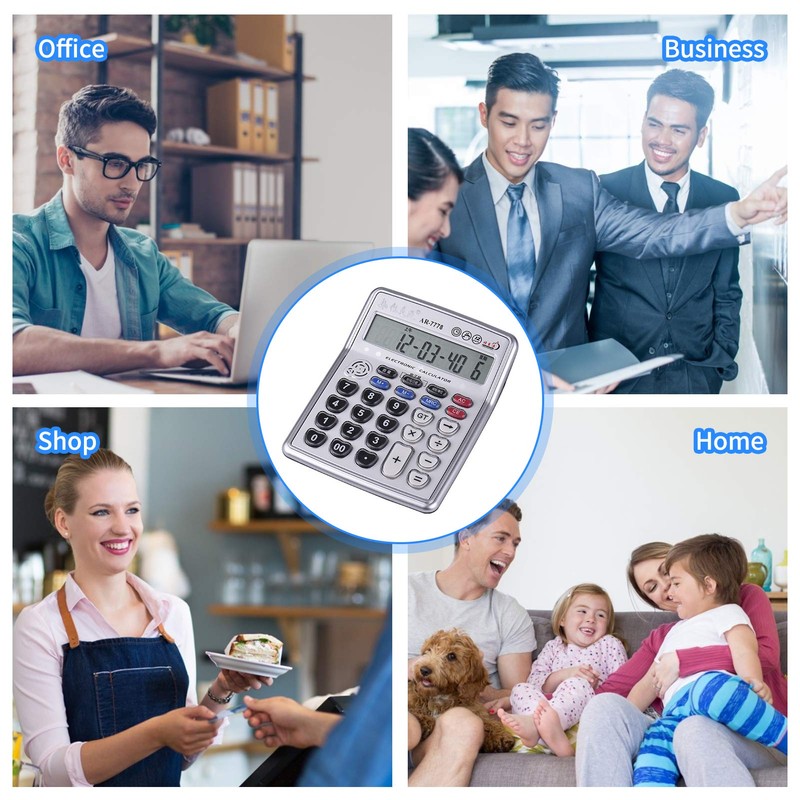HUIOP Calculators Large Display,Musical Desktop Calculator 12-Digits LCD Display Electronic