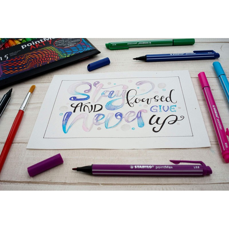 Nylon Tip Writing Pen - STABILO PointMax Wallet of 15