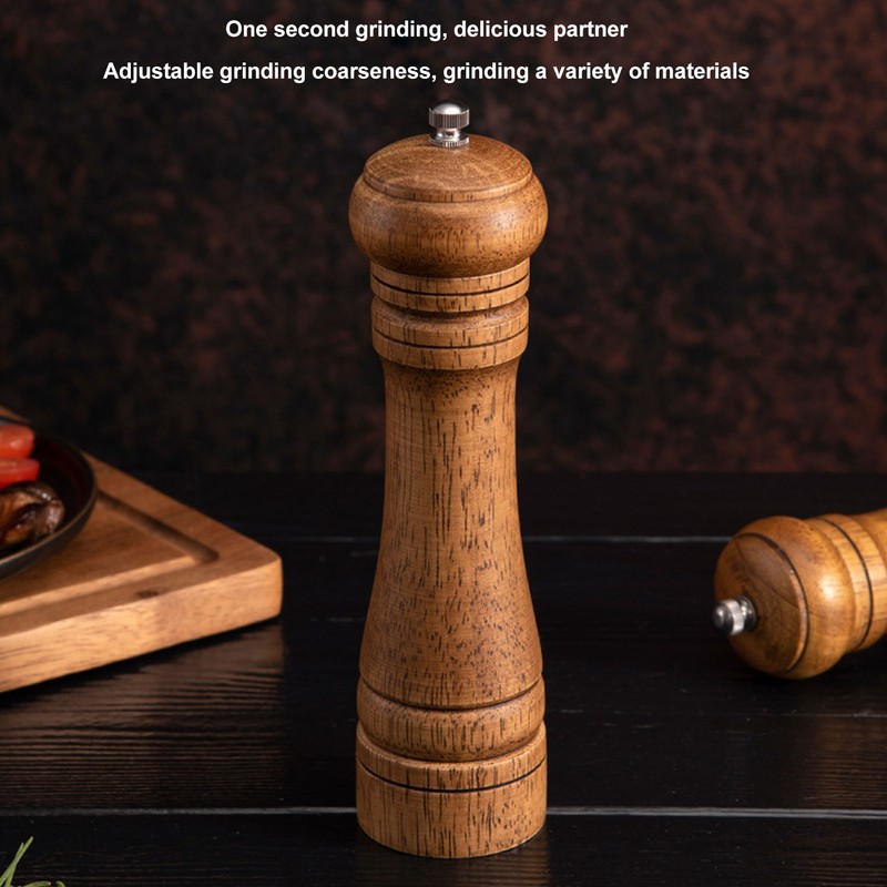 2PCS Wood Pepper Grinder Adjustable Coarseness Efficient Grinding Pepper Mills