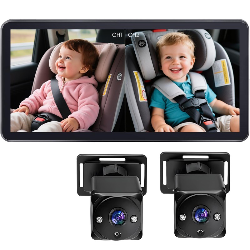 Muja Cámara Coche Bebé Asiento Trasero, Pantalla HD de 7