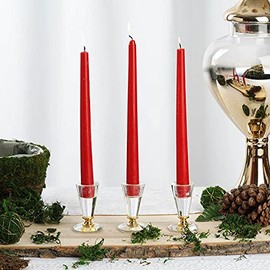 12 Pack Unscented Premium Quality Taper Candles, 10" Red Hand-Dipped Candlesticks with Long Burning Hours for Weddings, Romantic Dinner, Prayer, Party Decoration