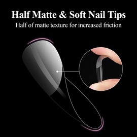 Coffin Nail Tips,240 Pcs Long Fake Nail Tips Pre-shaped Half Matte Full Cover,12 Sizes