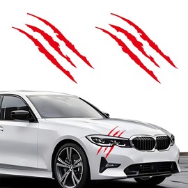 Xoelle Pack of 2 Monster Claw Car Stickers, Headlight Stickers, Waterproof Car Sticker Decoration, Style Trend Decoration, Weatherproof, UV-Resistant for Motorhome, Caravan, Car (Red)