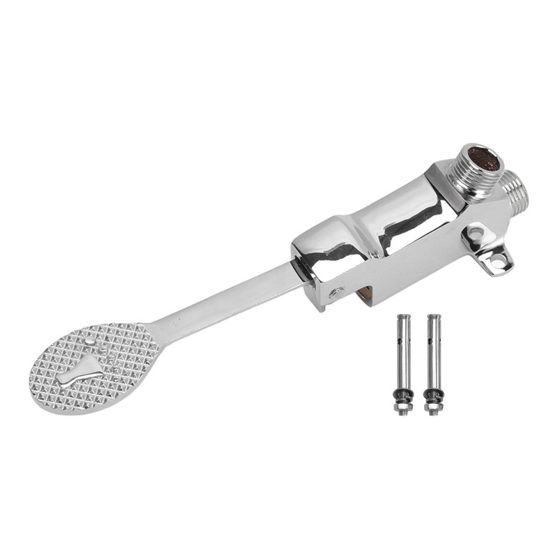 Faucet Foot Pedal Valve Silver Stainless Steel Water Saving Floor