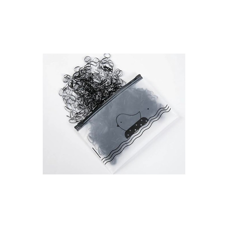 1000PCS, Mini Black Hair Rubber Bands with Storage Bag, Small