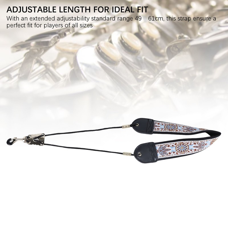 Embroidery Saxophone Neck Strap for Alto Tenor Sax Adjustable Instrument