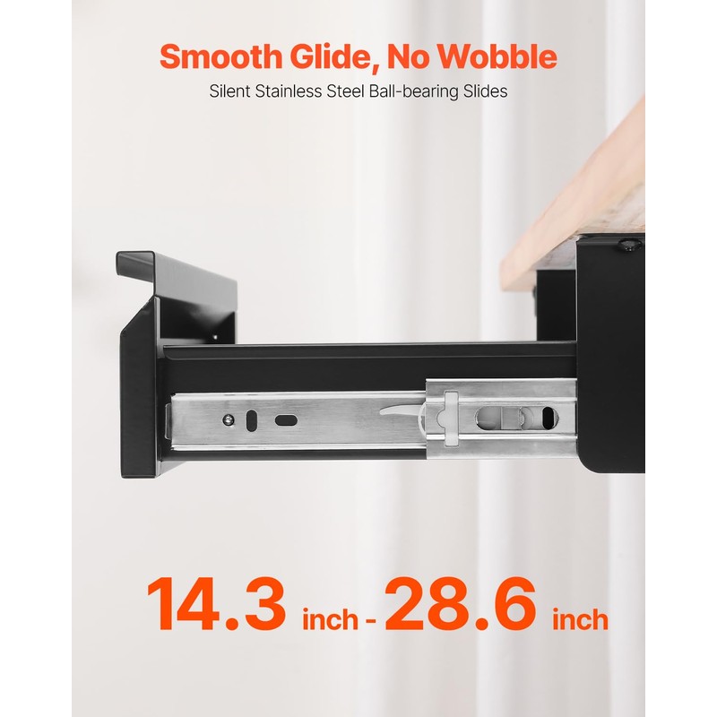 VEVOR Under Desk Drawer Slide Out, 16 inch Attachable Desk
