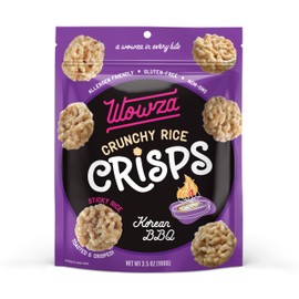 Wowza Korean BBQ Rice Crisps, Healthy Sticky Rice Crunchy Rice Crisps, 3.5 oz bag (8 pack)