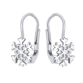 SILVEGO Women's Snowflake Earrings 925 Sterling Silver, White Gold Metal, No Gemstone