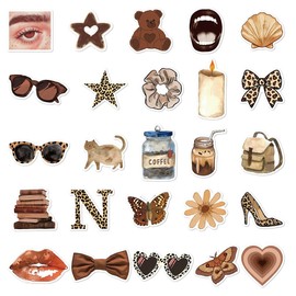 Leopard Print Decor 50PCS Leopard Print Stickers Vintage Stickers Aesthetic Stickers Vinyl Waterproof Stickers for Laptop Bumper Skateboard Water Bottles Computer Phone for Kids Girl Boy Teens Adult