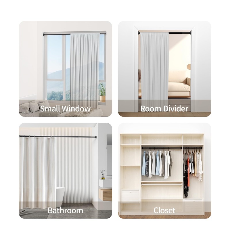 Mcrbeay Shower Curtain Rod, 1" Diameter Heavy Duty Tension Shower