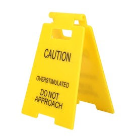 BOXOB Funny Office Prank Desk Sign, Caution Overstimulated Do Not Approach Warning Sign Humorous Gag Gift Mini Desk Decor for Coworkers Employees Boss Teammate Office Workplace Cubicle Home