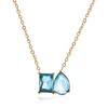 Desnuage 14K Gold Plated Double Aquamarine Birthstone Necklace Dainty Square