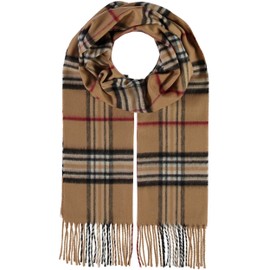 Giorgio Rimaldi Scarf 30 x 180 cm - Softer than Cashmere - Made in Germany - Checked Scarf for Men and Women - Perfect for Autumn and Winter, camel