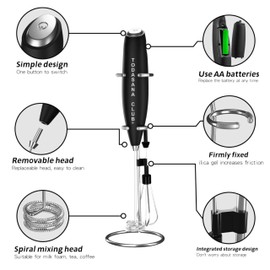 2024 Espumador de Leche, Frother Wand, BEST Double Whisk Milk Frother Handheld- High Powered 19000rpm/min For Coffee With Improved Motor Electric Drink Mixer For Cappuccino, Frappe, Matcha & More