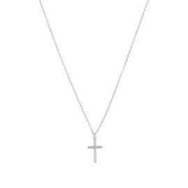 s.Oliver 2037783 Necklace with Pendant 925 Sterling Silver Girls Children's Necklace with Synthetic Zirconia 37 + 3 cm Silver Cross Comes in Jewellery Gift Box, Sterling Silver, Cubic Zirconia