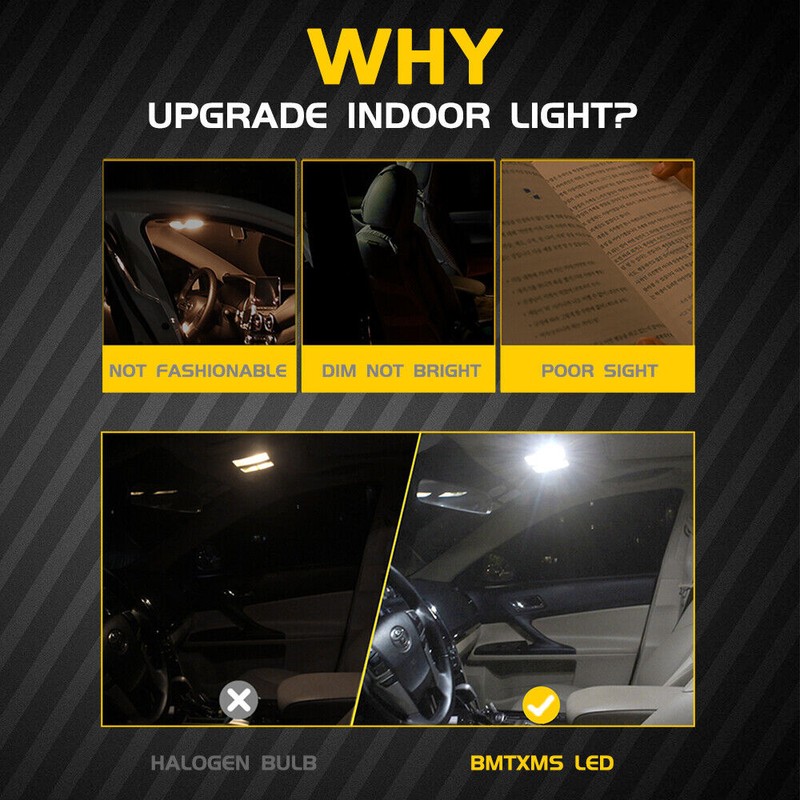 BMTxms 15pcs White LED Lights Interior Package Kit for 2008