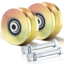 2 Sets 4" V Groove Slide Gate Roller Wheels | Solid 4" Dia 1-3/4" | Double Bearing 3000 Lbs