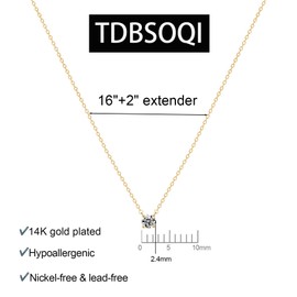 TDBSOQI 14k Gold Plated 2.4mm Cubic Zirconia Diamond Pendant Necklace Dainty Simple Gold Choker Necklaces for Women