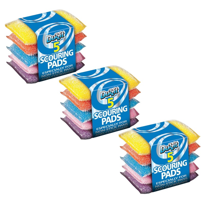3-Pack Duzzit Multi-Coloured Scouring Pads Bundle by Great British Home