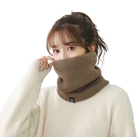 Fourfivesix Haru Knit Neck Warmer, Winter, Thick, Fluffy Fleece Lining, Thermal Insulation, Neck Guard, Knit Snood, Neck Wrap, Solid, Soft Texture, Back Boa, Stretchable, Small Face Effect, Outdoor